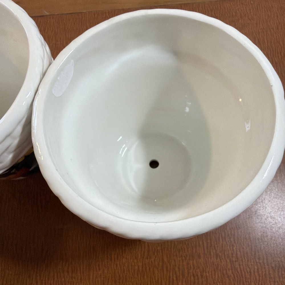 Set Of 3 Strawberry Basket Style Plant Pots 4" Basket Weave Rim - Picture 6 of 13